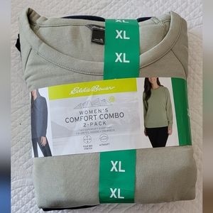 Eddie Bauer 2 pk supersoft hoodie and crewneck combo XL Navy and Green NWT